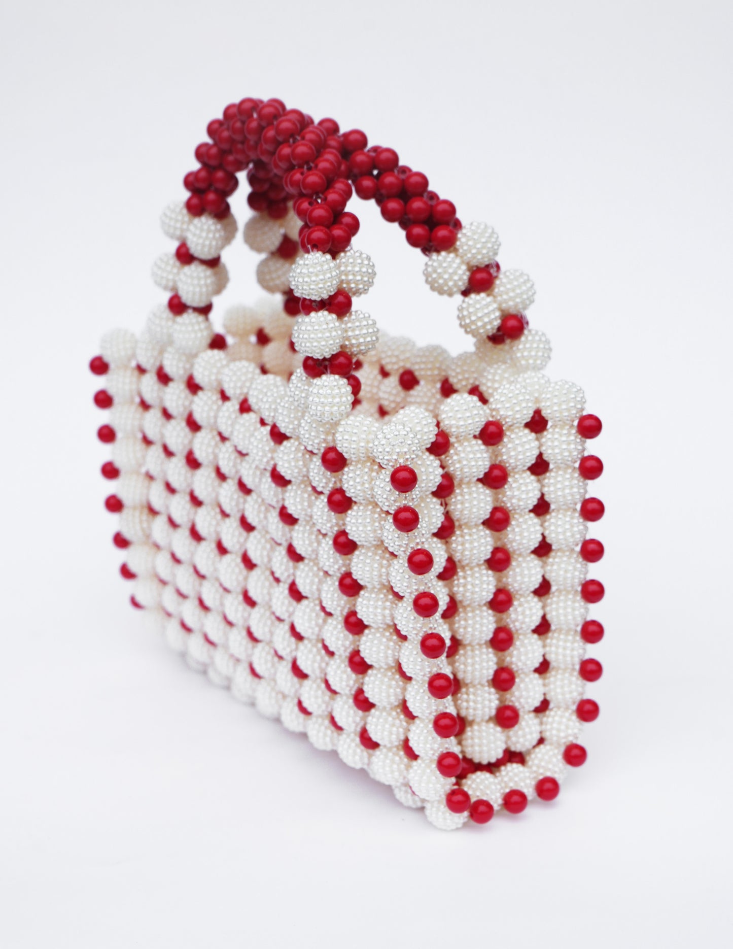Beaded Red and Cream Bag