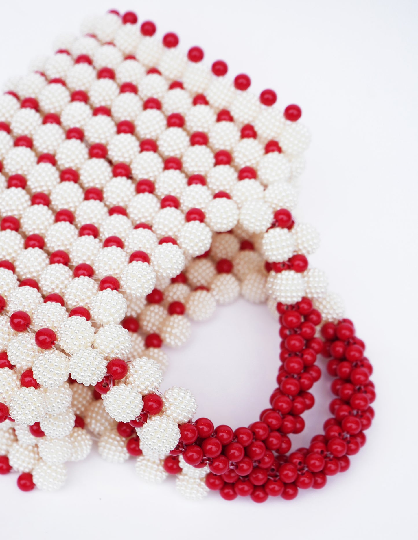 Beaded Red and Cream Bag