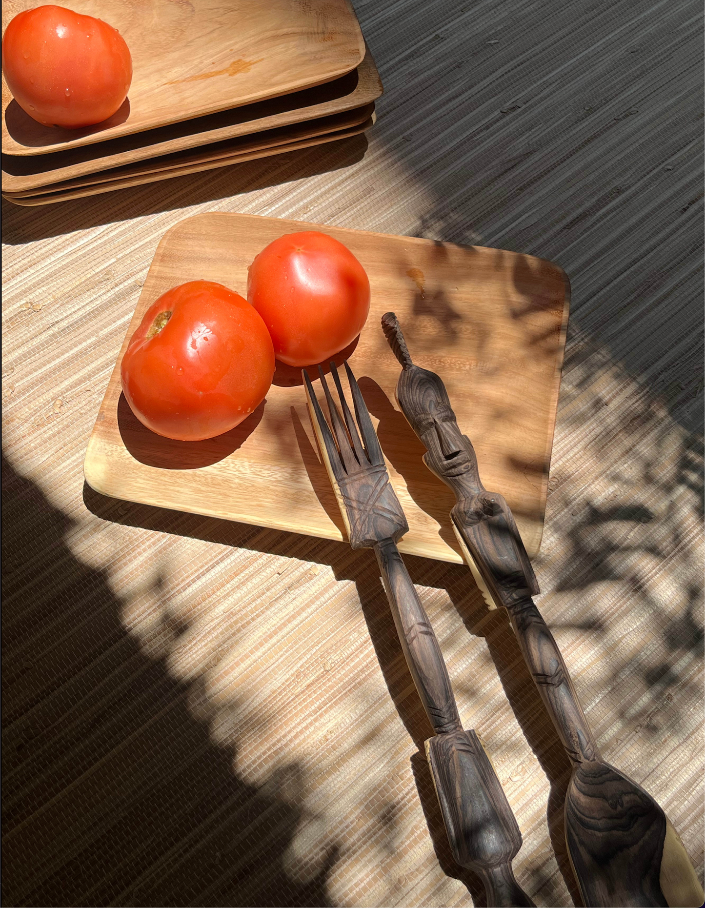 Carved Wooden Cutlery Couple