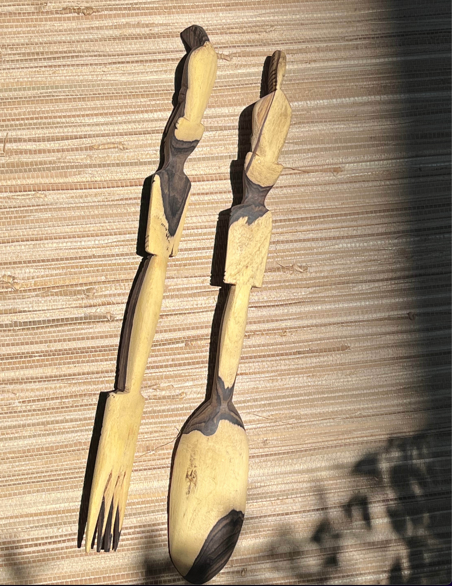 Carved Wooden Cutlery Couple