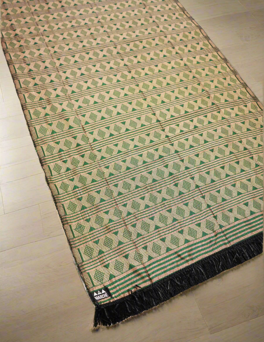 Small Hand Woven Rug in Olive Green