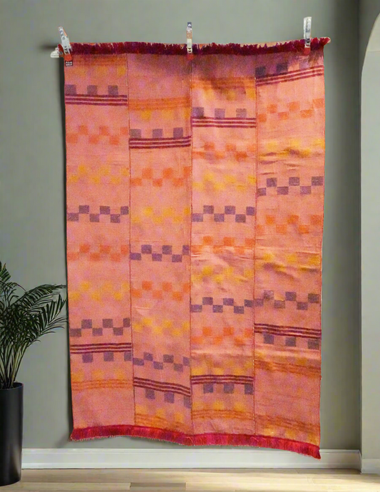 Large Hand Woven Rug in Pink