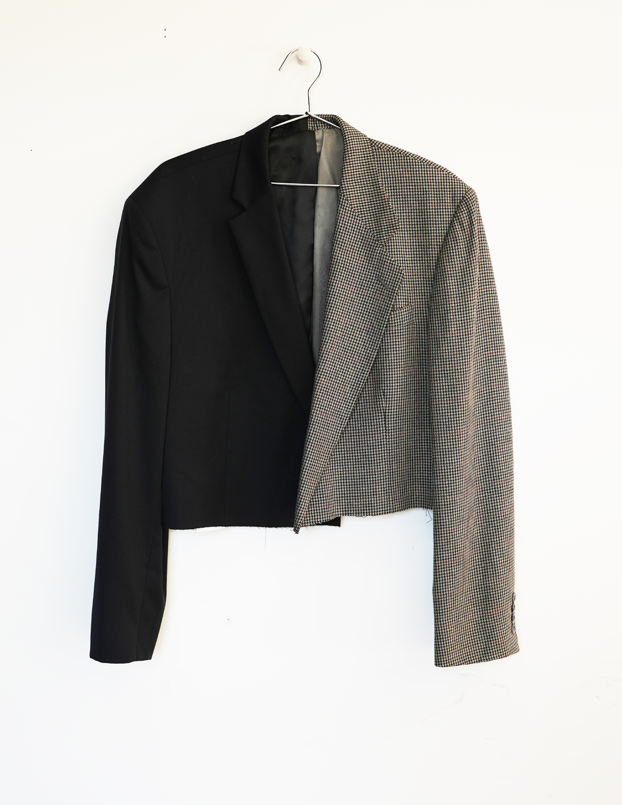 XL/XXL Black & Brown Houndstooth Cropped Blazer