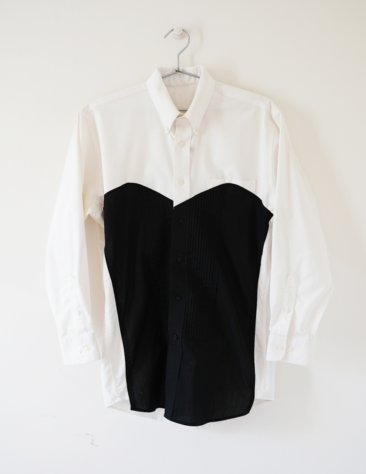 Sweetheart Softie Detailed White & Black Button Down