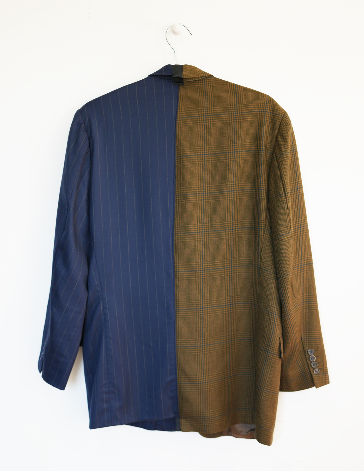 XL Brown Checkered & Black Pinstripe Blazer