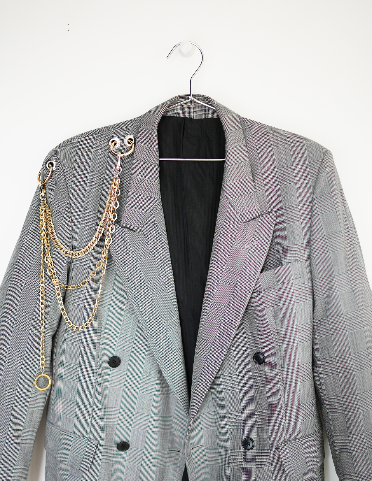 Grey Checkered Hardware Blazer