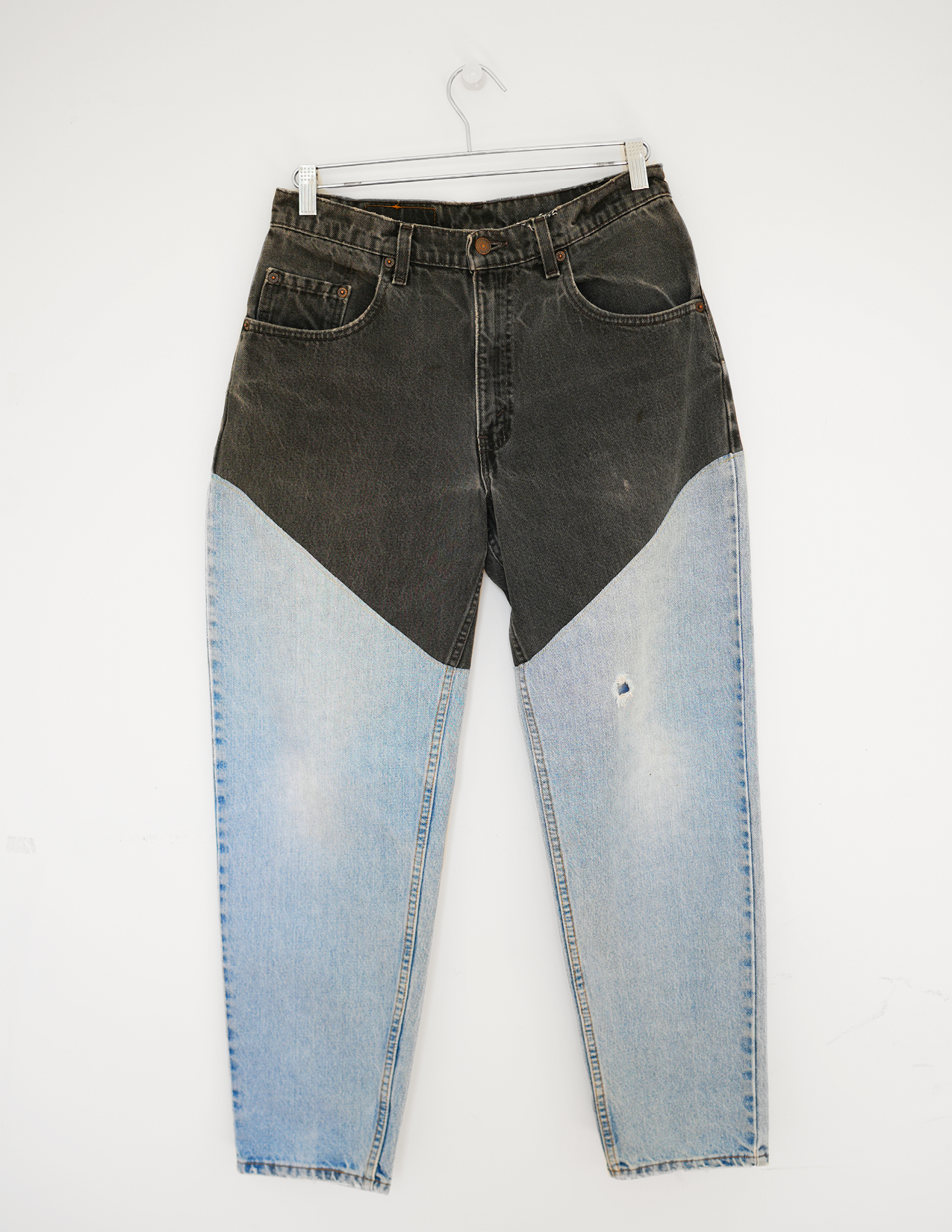 32W BLK/LITE BLUE Denim Faux Chaps