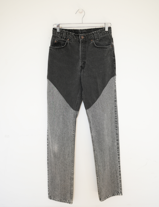 28W BLK/GRAY Acid Wash Faux Chaps