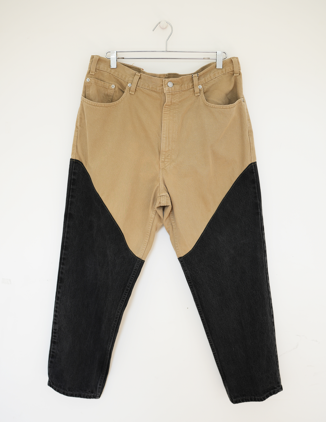 38/40W BEIGE/BLACK Two-Toned Faux Chaps