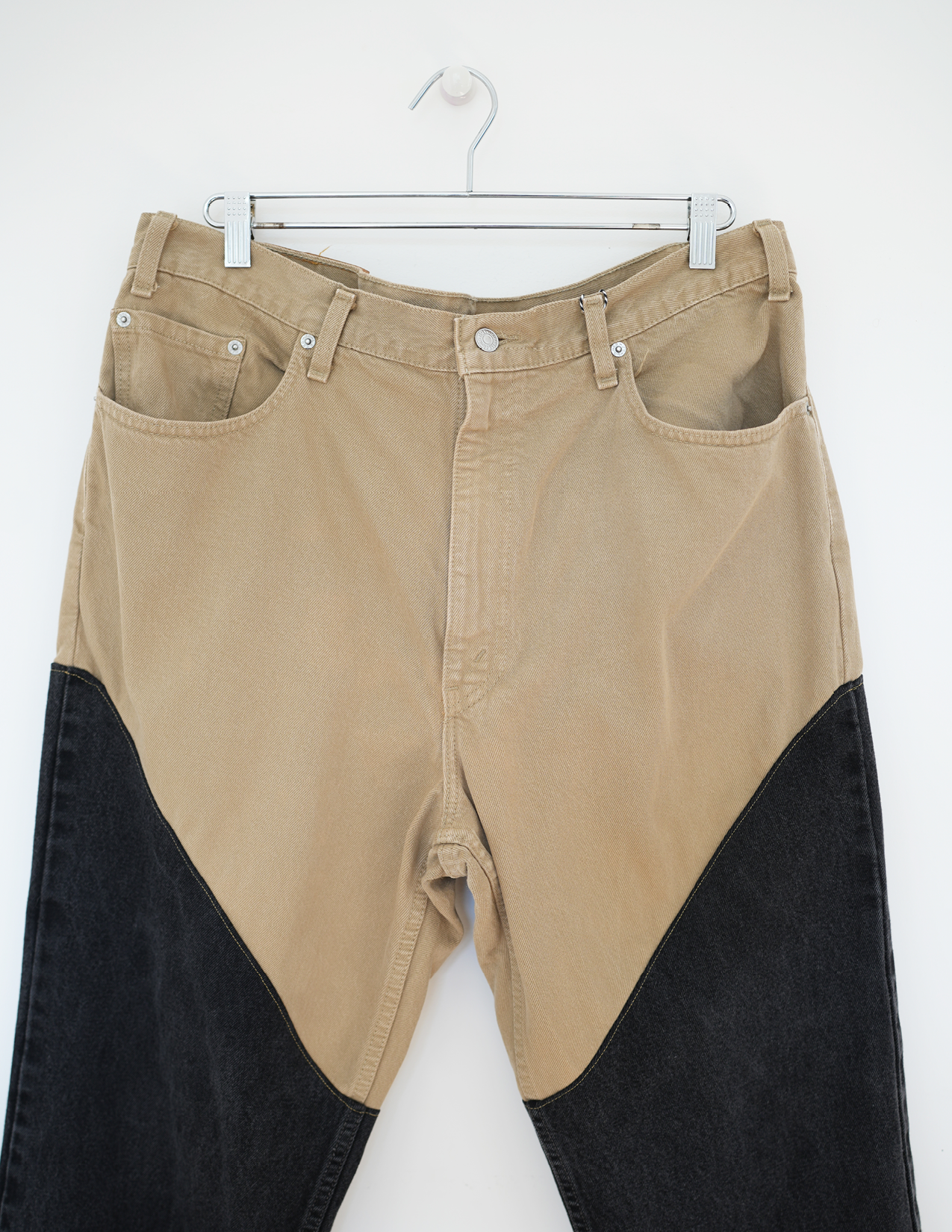 38/40W BEIGE/BLACK Two-Toned Faux Chaps