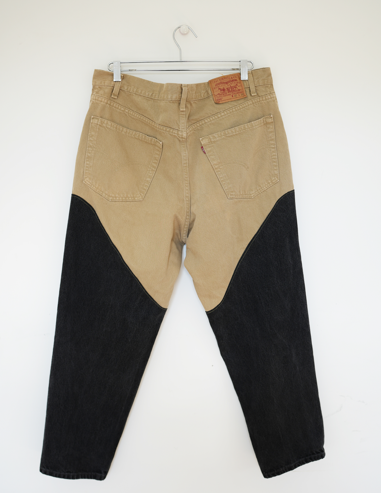 38/40W BEIGE/BLACK Two-Toned Faux Chaps