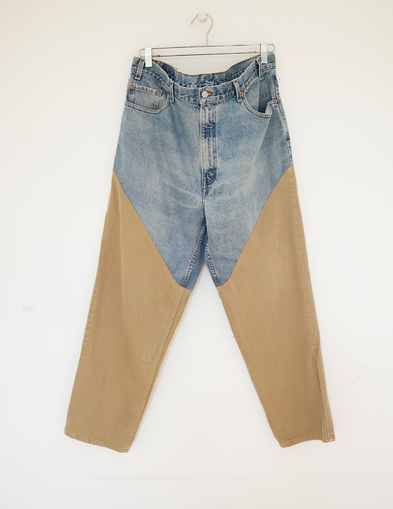 40W LITE BLUE/KHAKI Wash Two-Toned Faux Chaps