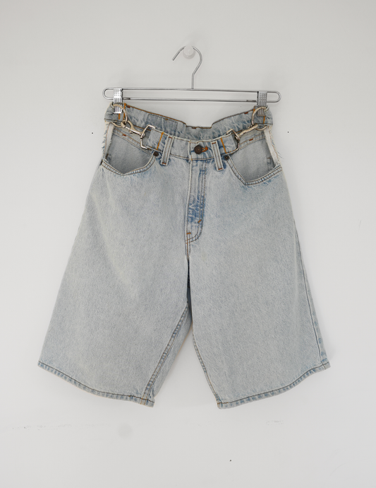 29w Lite Blue Denim/ Silver O-Ring Hoochie Daddie Shorts