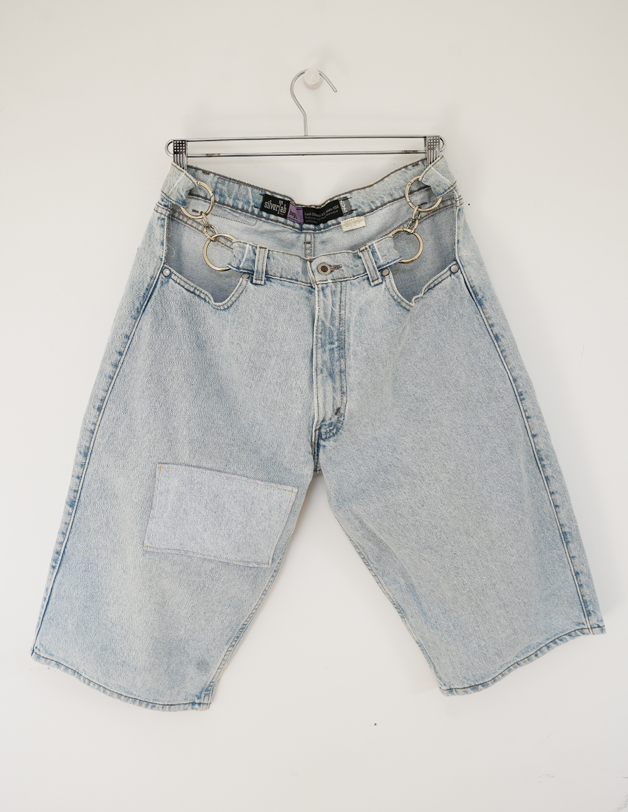 34w Light Blue Denim/ Silver O-Ring Hoochie Daddie Shorts