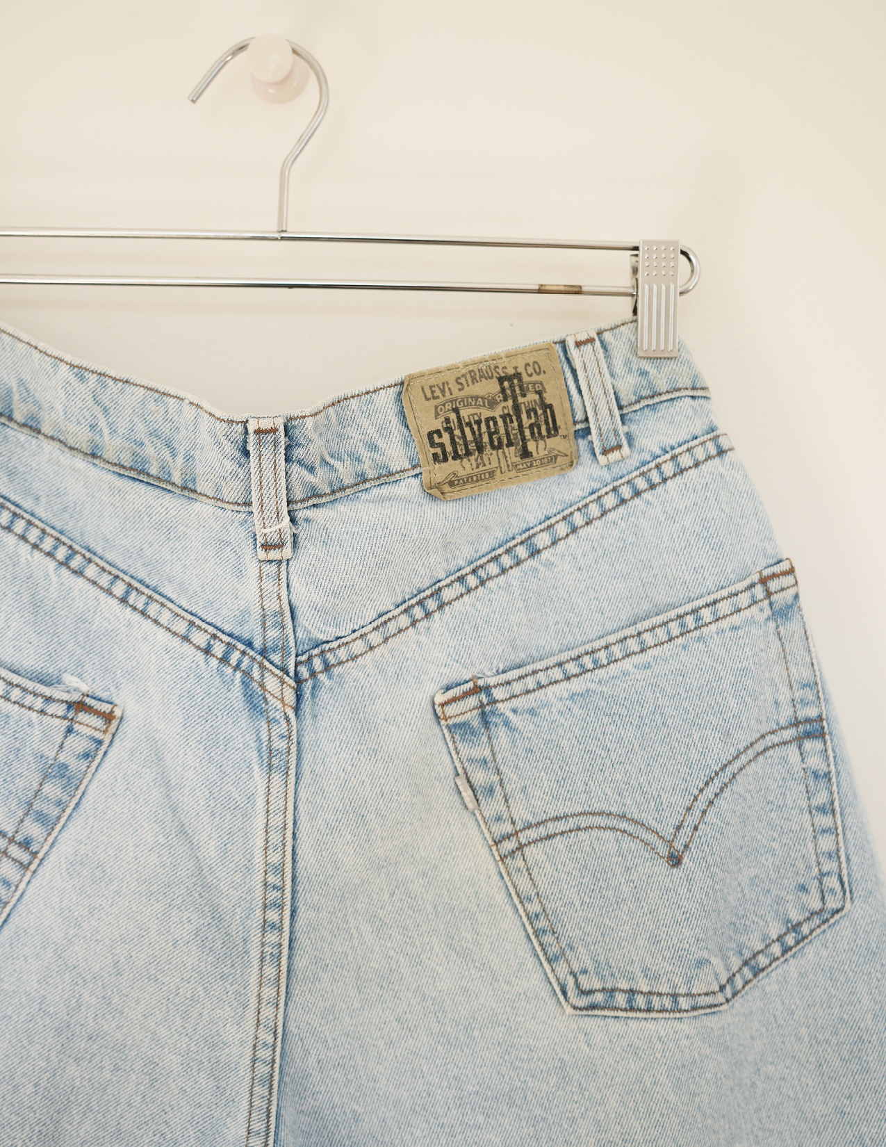 34w Light Blue Denim/ Silver O-Ring Hoochie Daddie Shorts