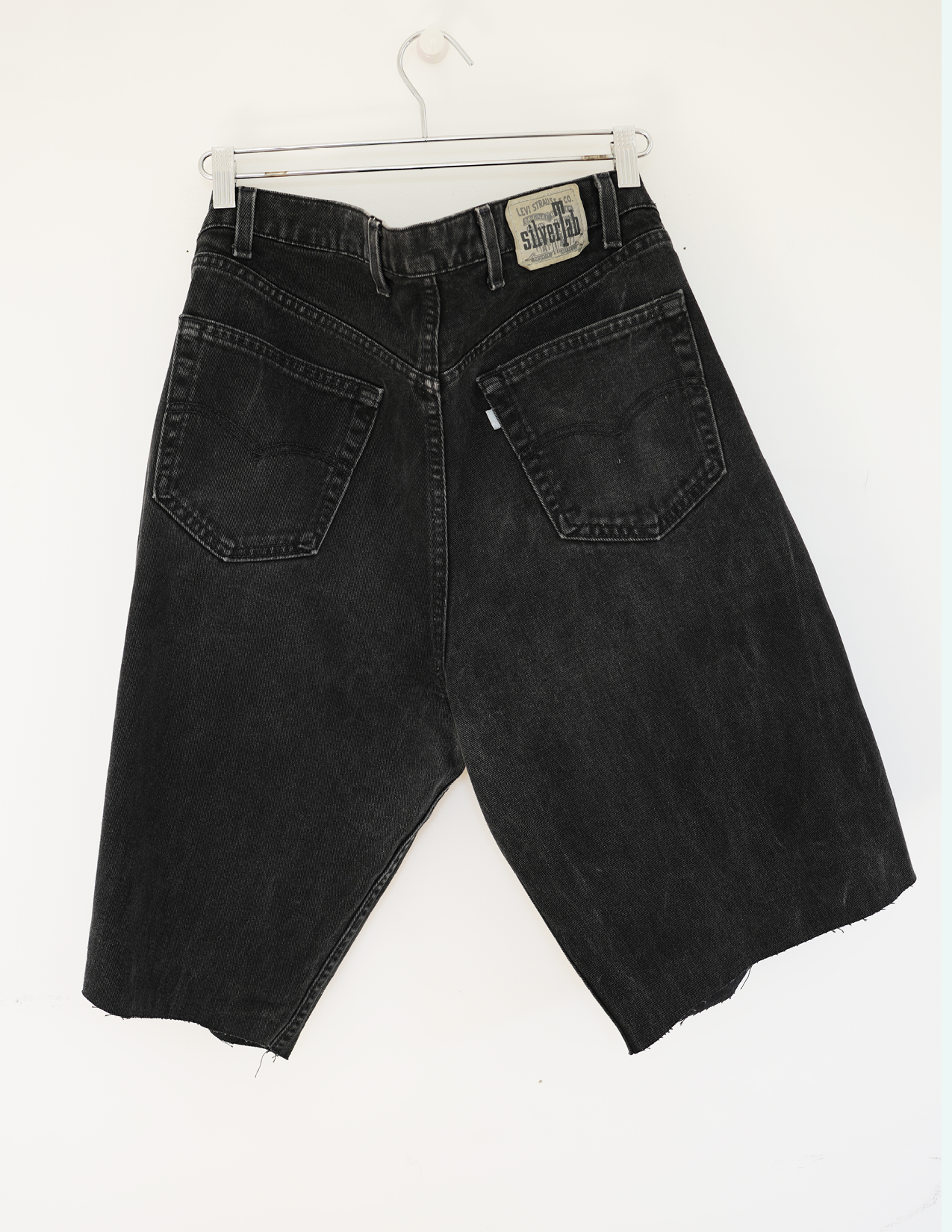 33/34w Black Denim/ Silver O-Ring Hoochie Daddie Shorts