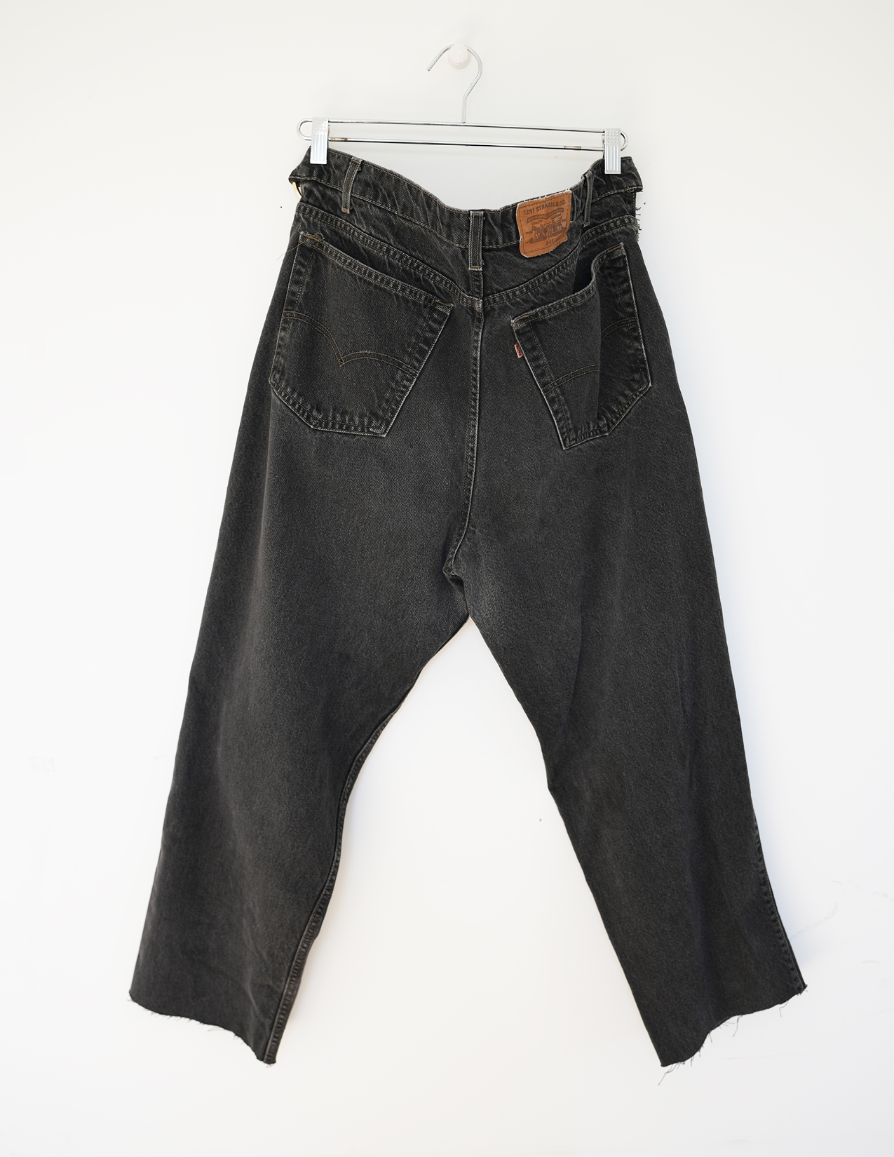 38w Washed Black Denim/Gold/Silver O-Ring Hoochie Daddie Jeans