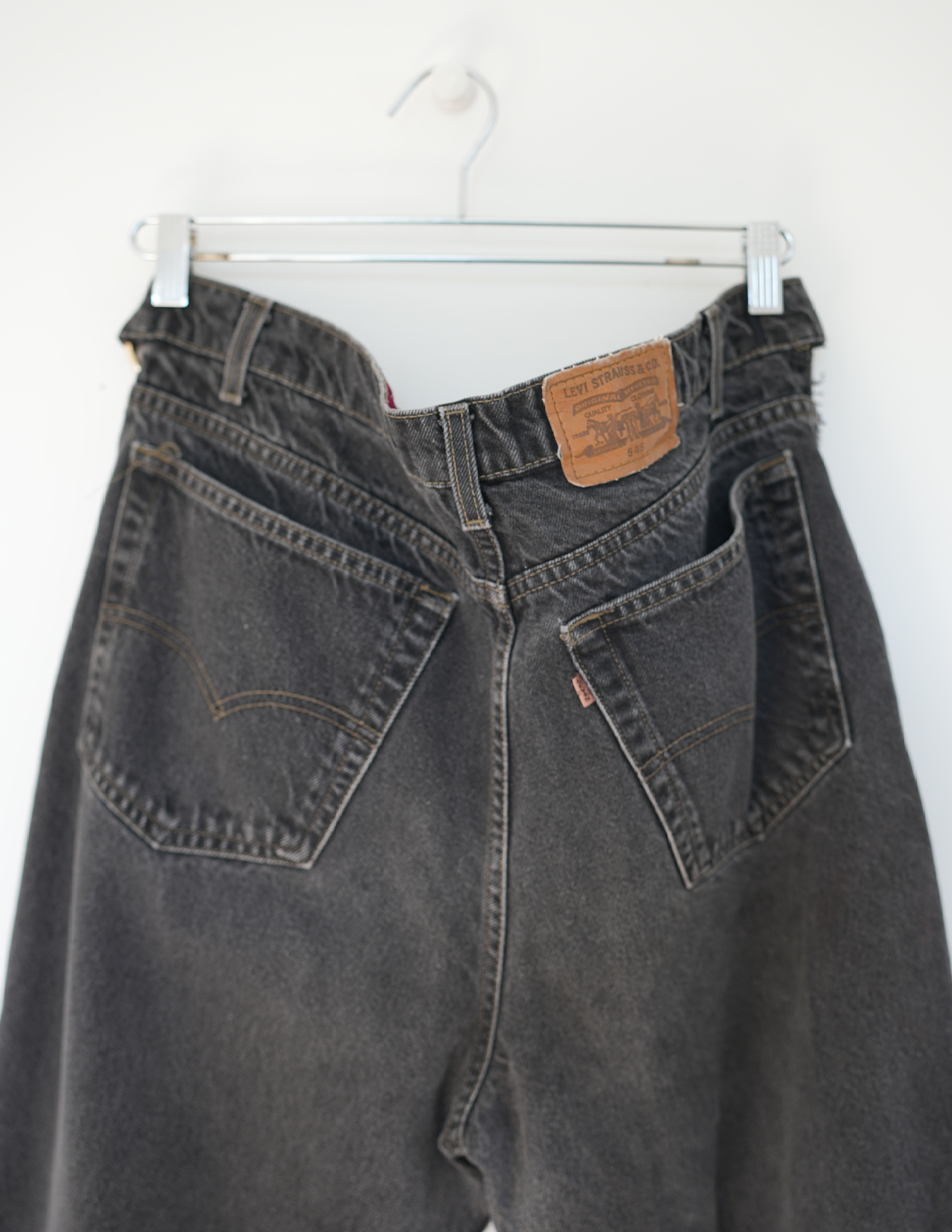 38w Washed Black Denim/Gold/Silver O-Ring Hoochie Daddie Jeans