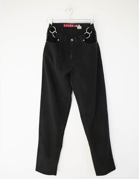 30w True Black Denim/ Silver O-Ring Hoochie Daddie Jeans
