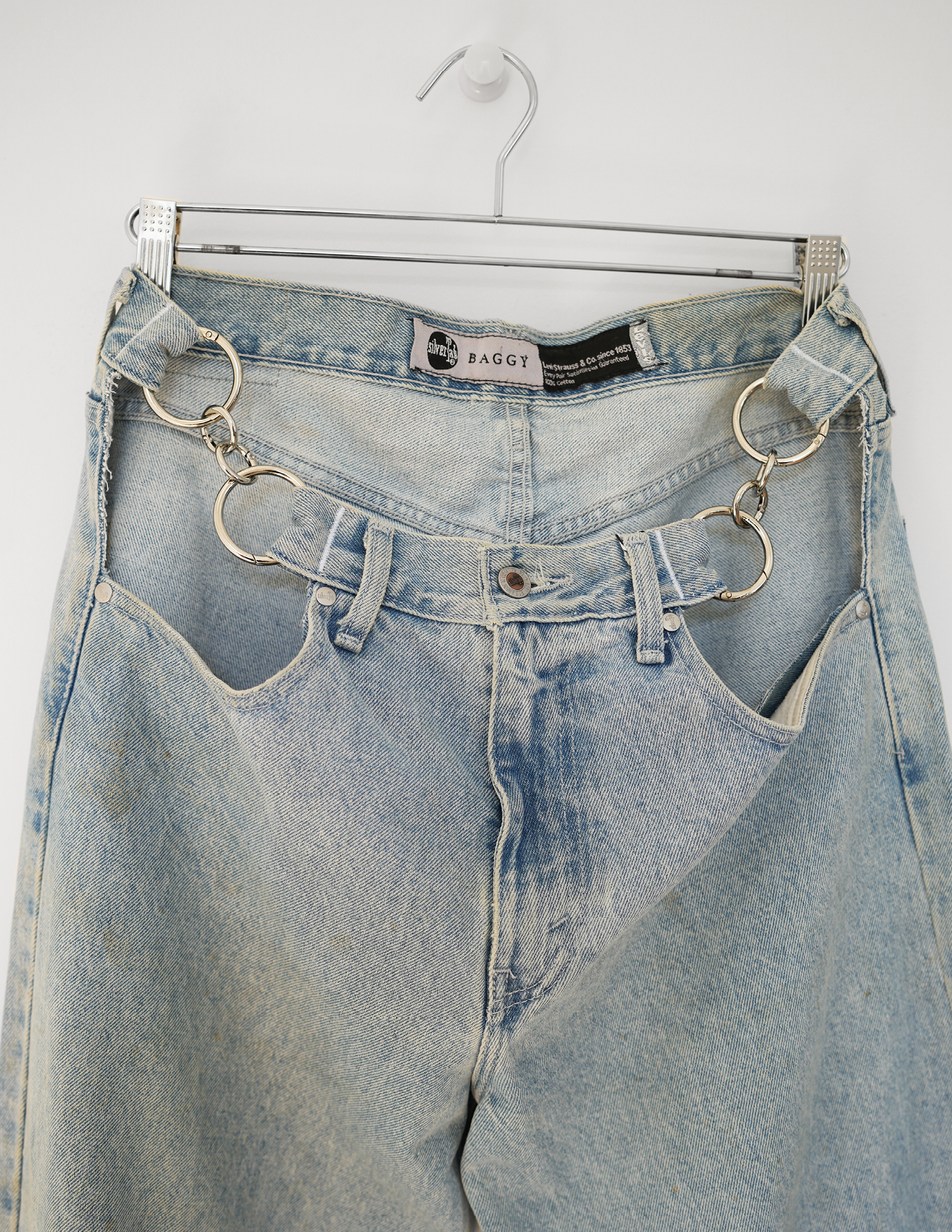 32w Lite Blue Denim/ Silver O-Ring Hoochie Daddie Jeans