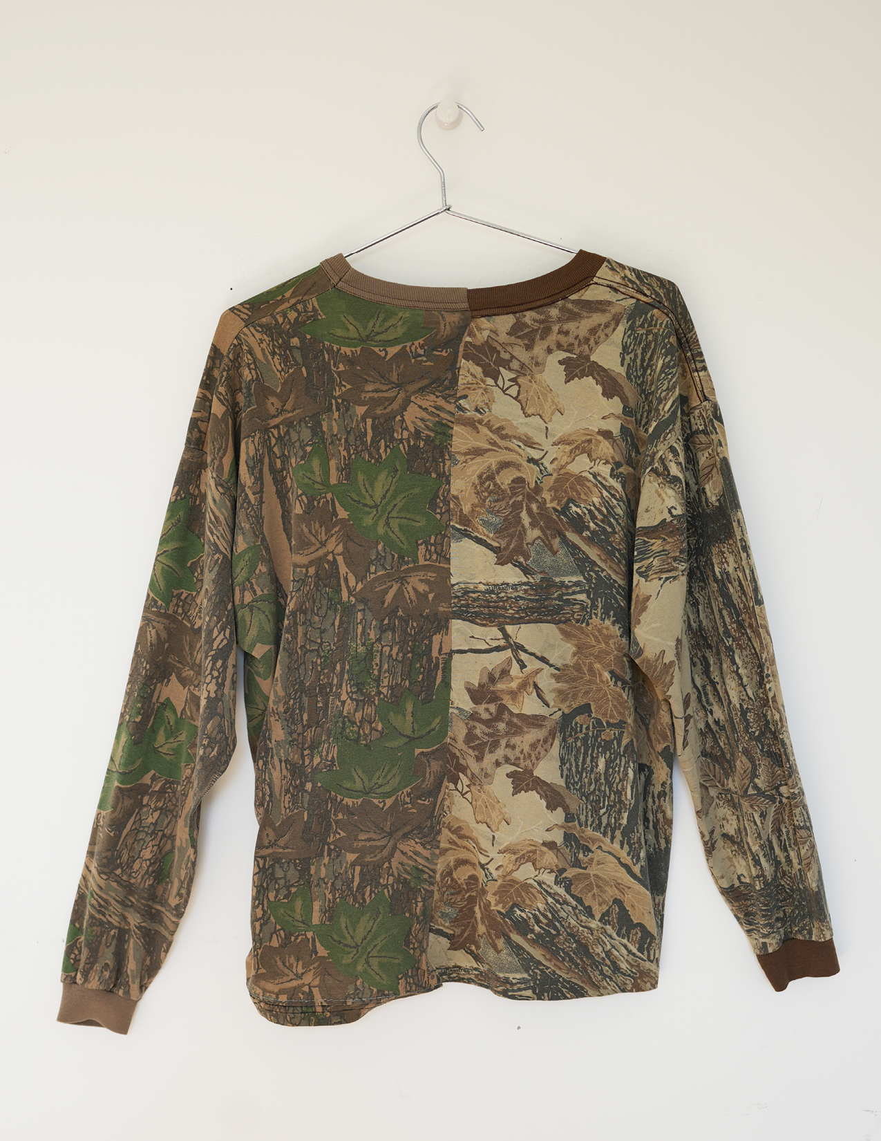 Oversized Split Camo Long-Sleeve Tees