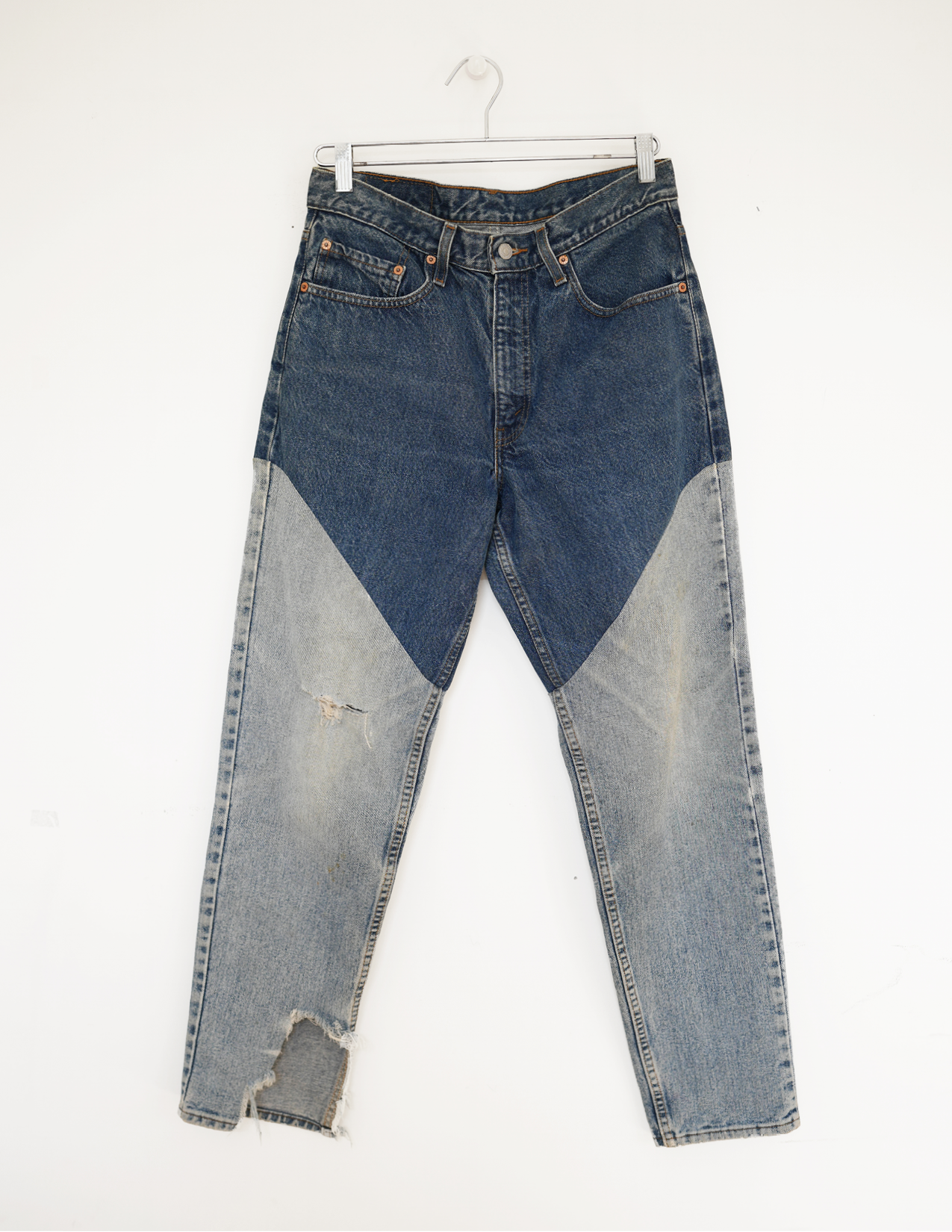 30w HOT blue/blue distressed faux chaps