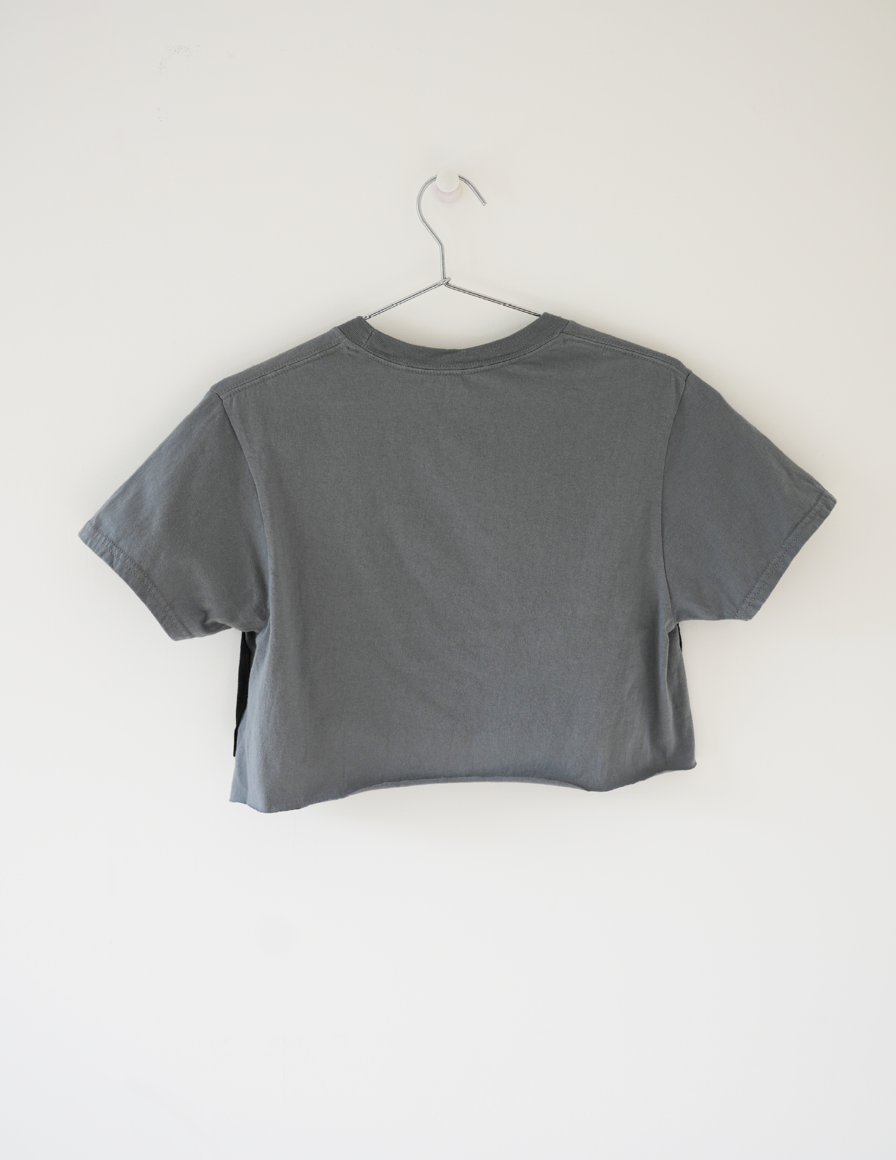 S Sweetheart Knit/Knit Grey & Black Cropped Tee