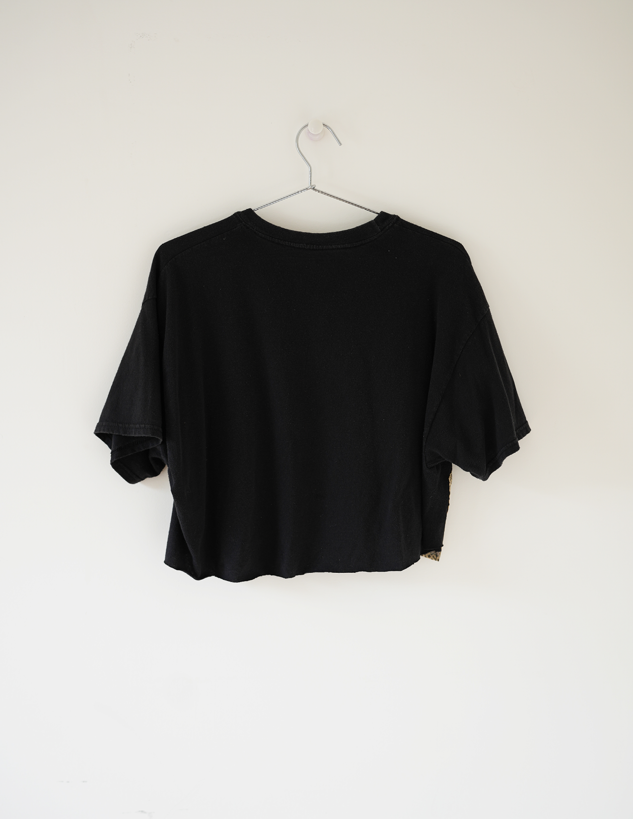 L/XLSweetheart Knit/Woven Black & Beige Cropped Tee