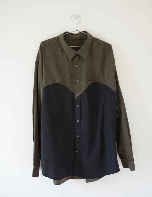 XXXL Sweetheart Softie Brown Stripes & Black Button Down