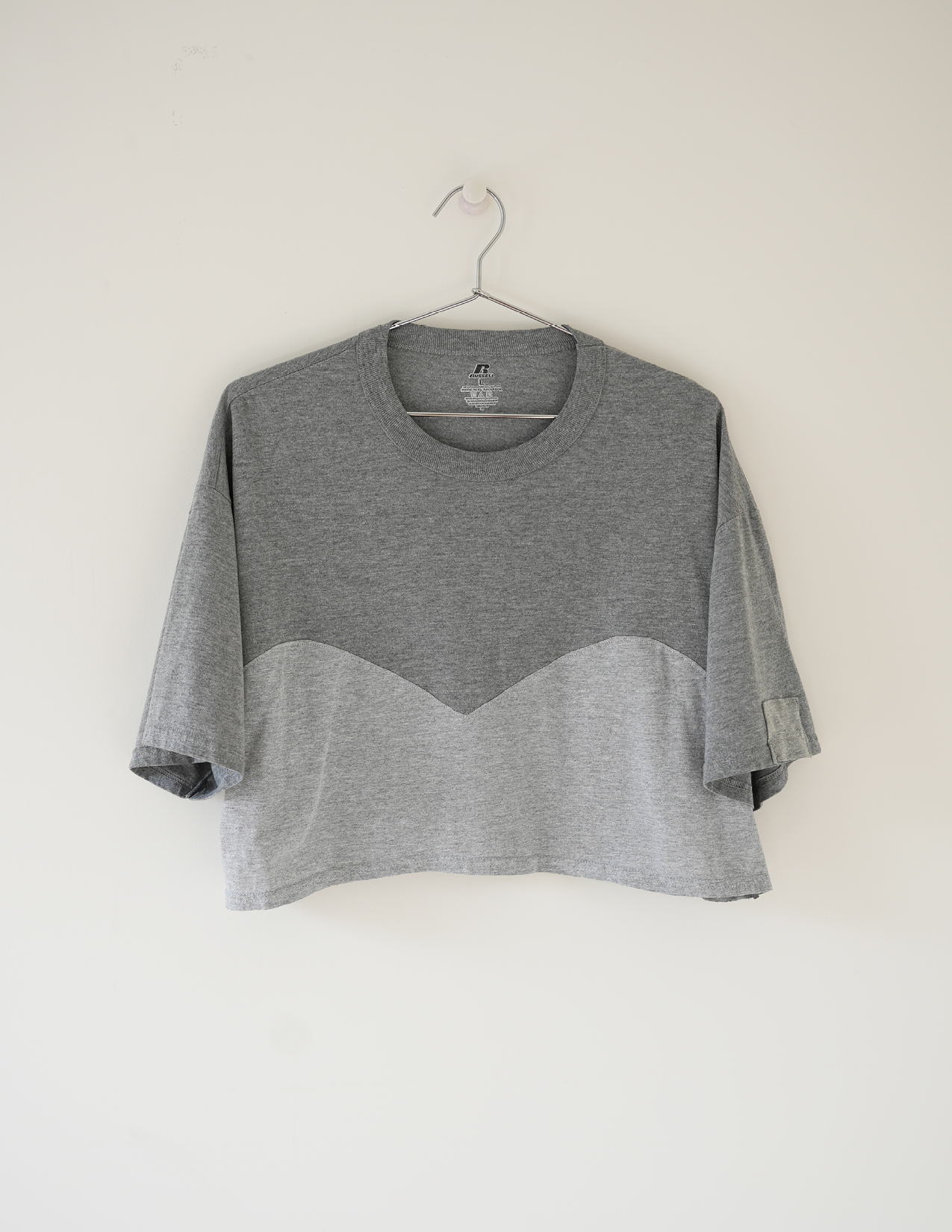 XL Sweetheart Knit/Knit Dark Grey & Light Grey Cropped Tee