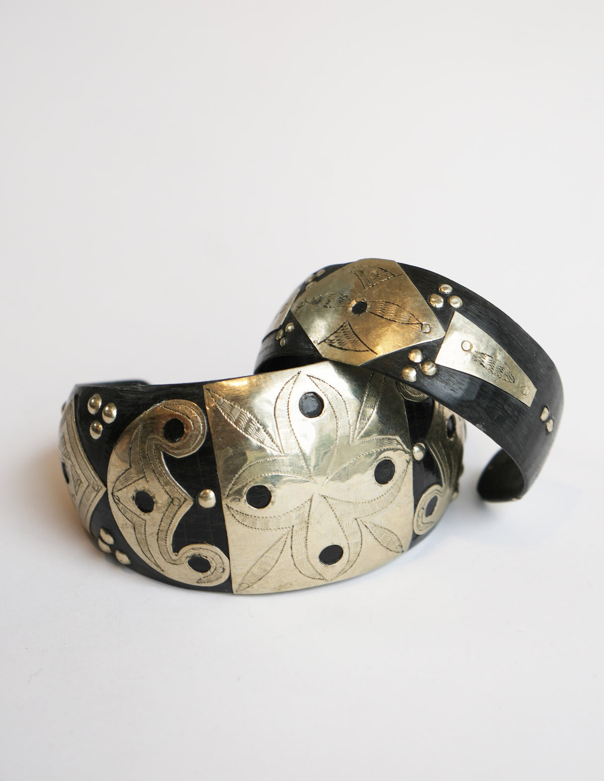 Large Tuareg Silver and Wood Cuff