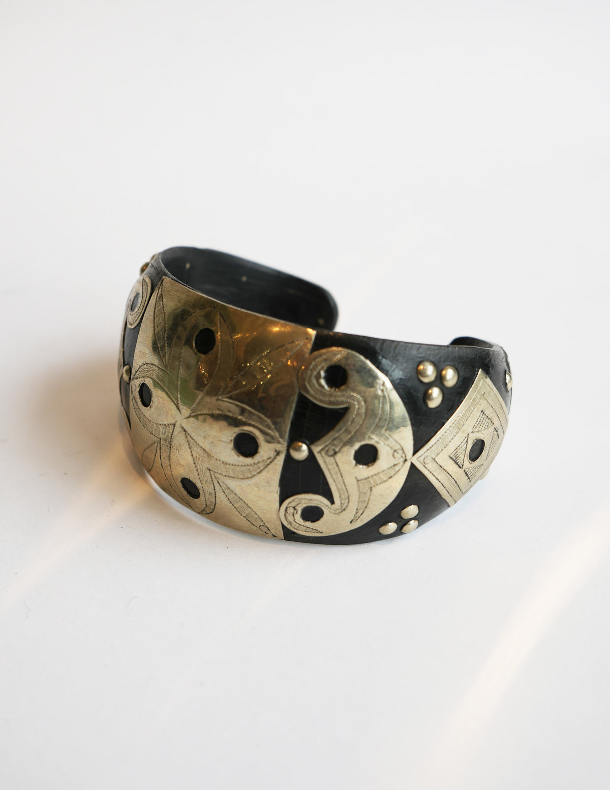 Large Tuareg Silver and Wood Cuff