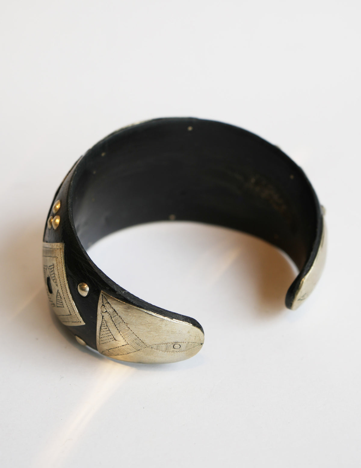 Large Tuareg Silver and Wood Cuff