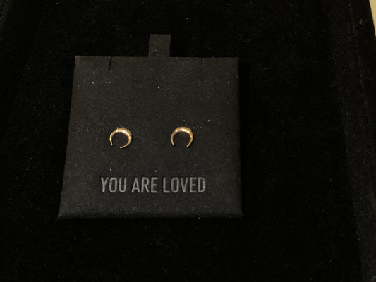 Gold Crescent Studs