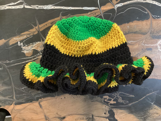 Crochet Flower bucket hat RGY