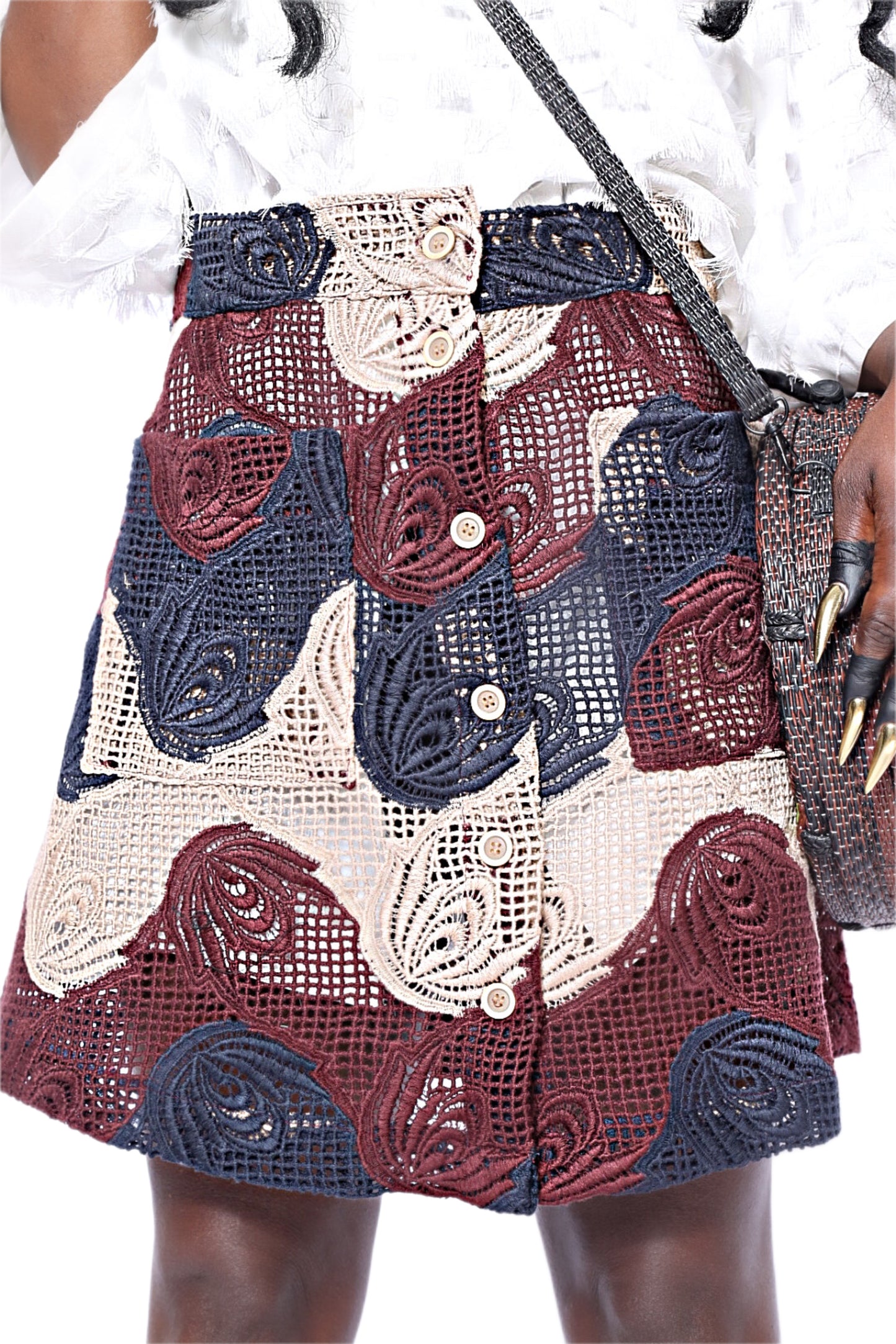 Fulton Colorblock Lace Mini Skirt