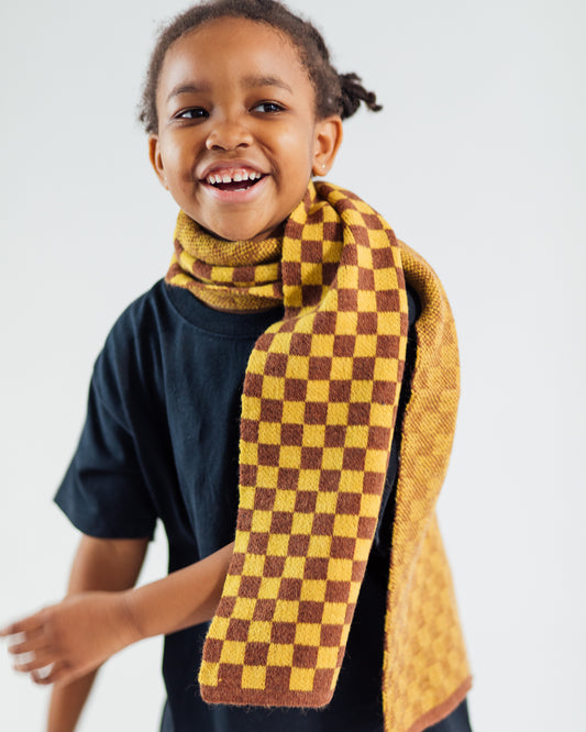 Brown & Yellow Checkered Scarf