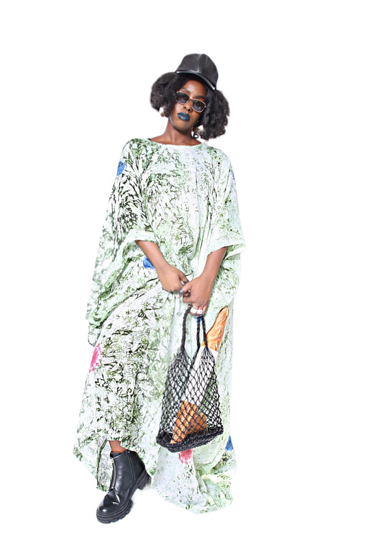 Algae Tie-Dyed Gauze Boubou