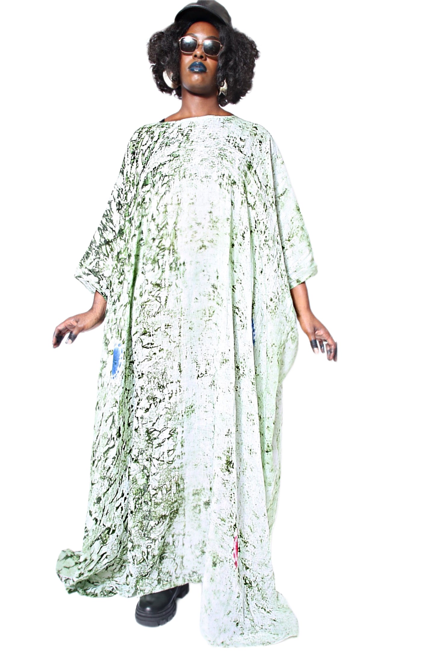 Algae Tie-Dyed Gauze Boubou