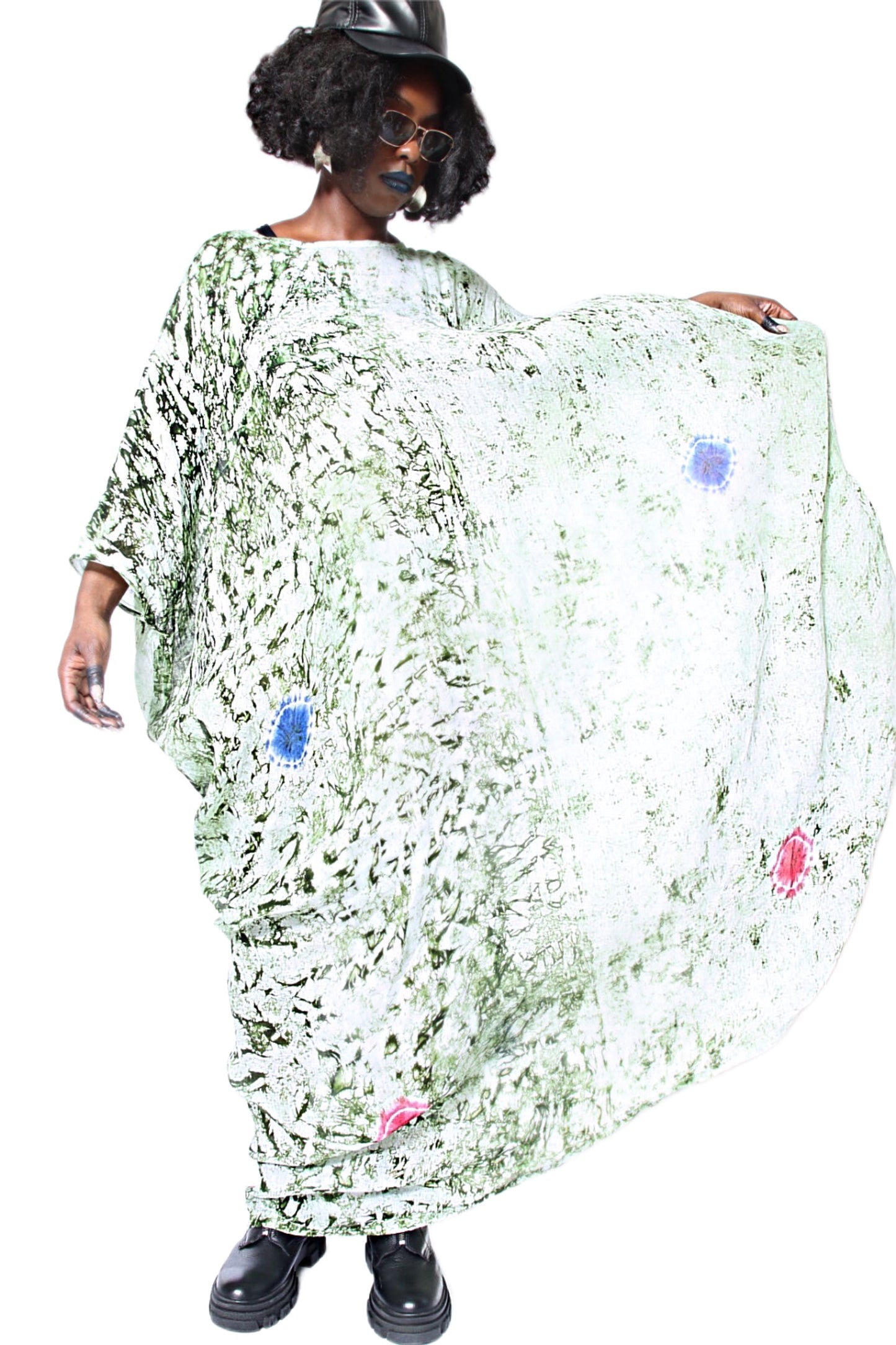 Algae Tie-Dyed Gauze Boubou