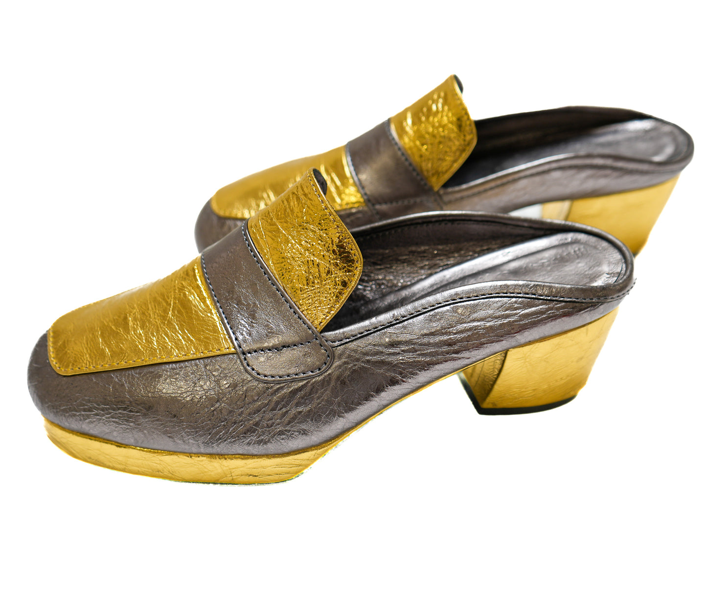 Brooklyn Metallic Leather Mules