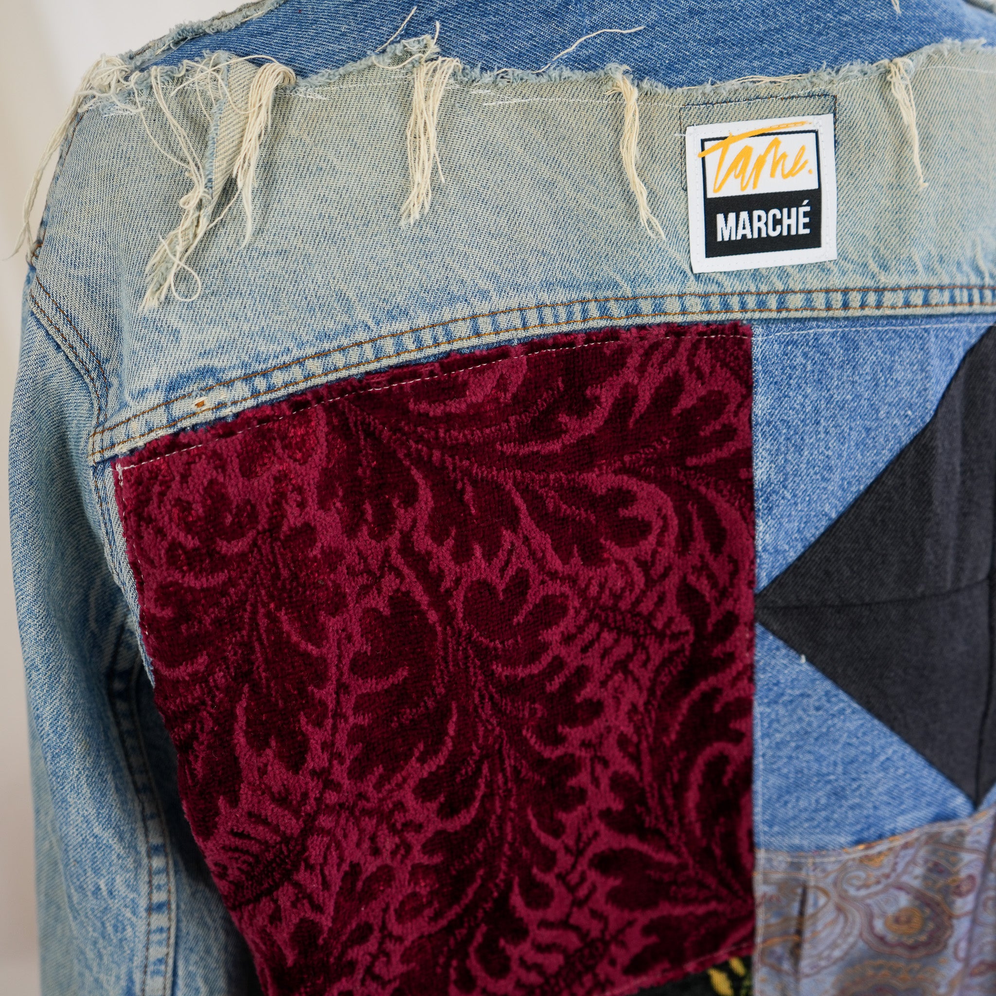 Patchwork Vintage Denim Jacket In Light Wash – Marche Rue Dix