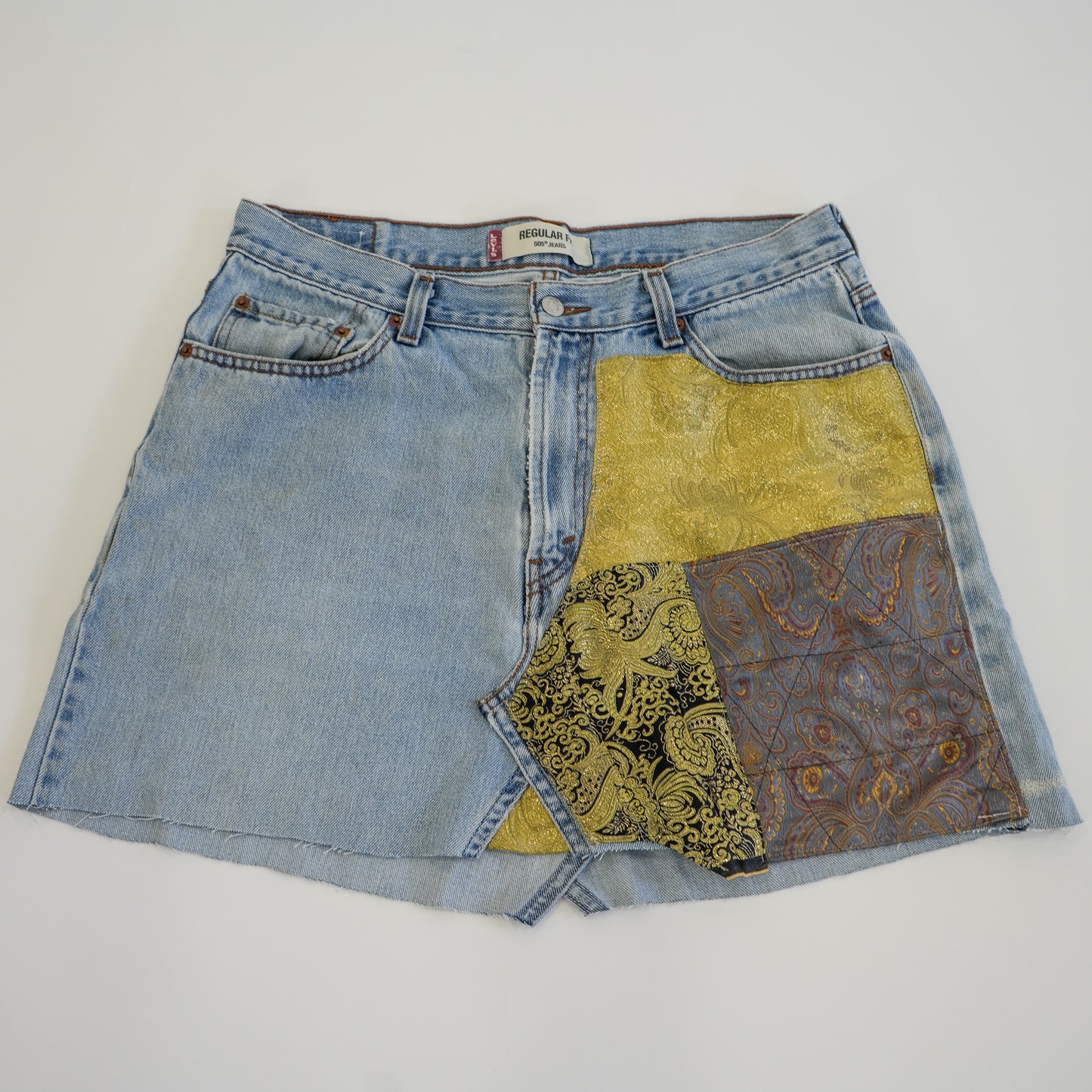 Regal Patchwork Mini Skirt (W 36)