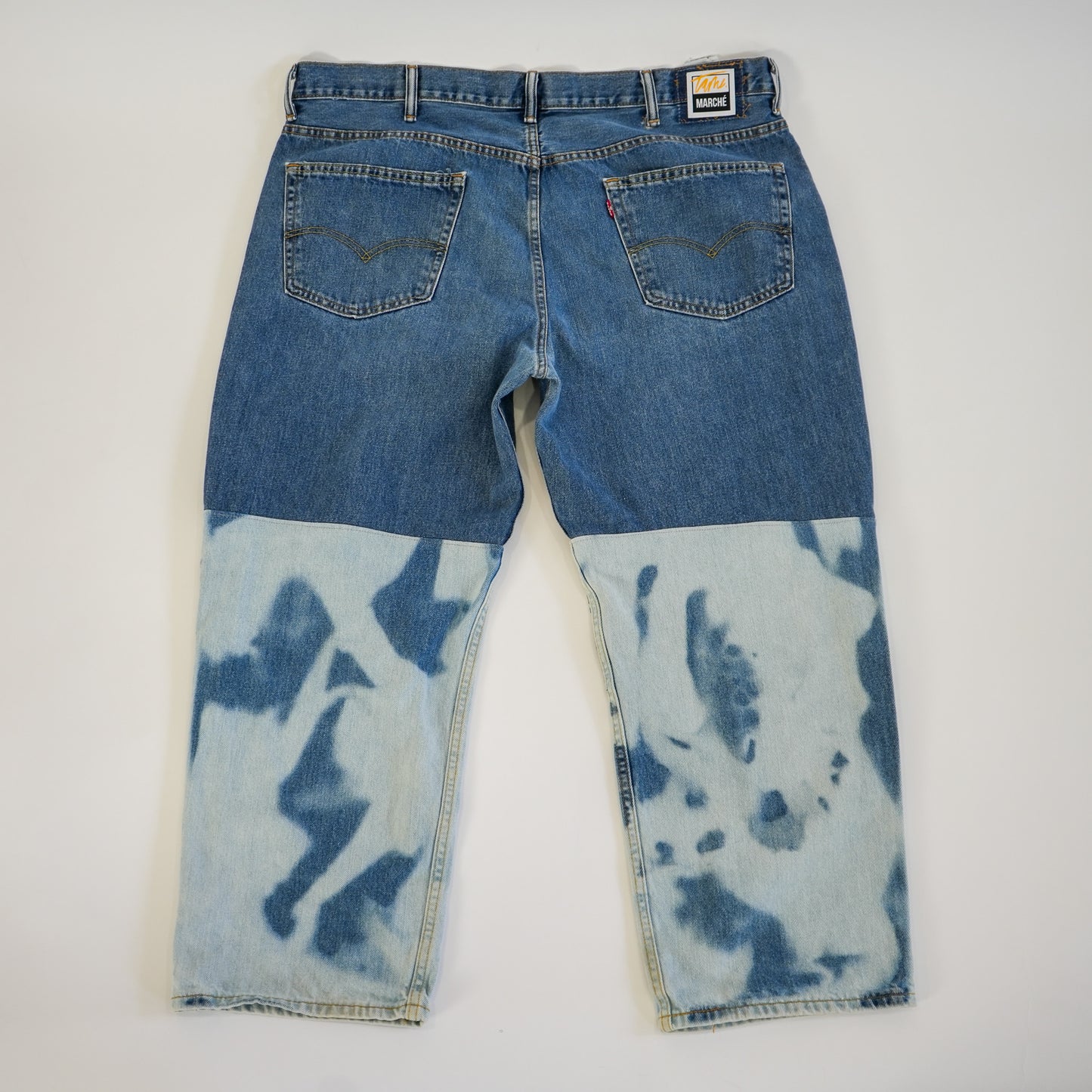 Brocade & Denim Patchwork Tie-Dyed Jeans (W 44)