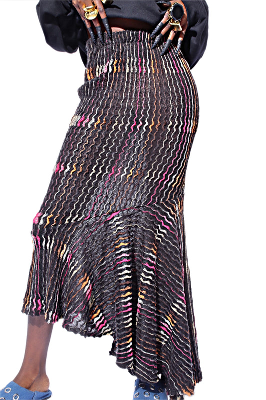 Mama Asymmetric Crochet-Knit Skirt