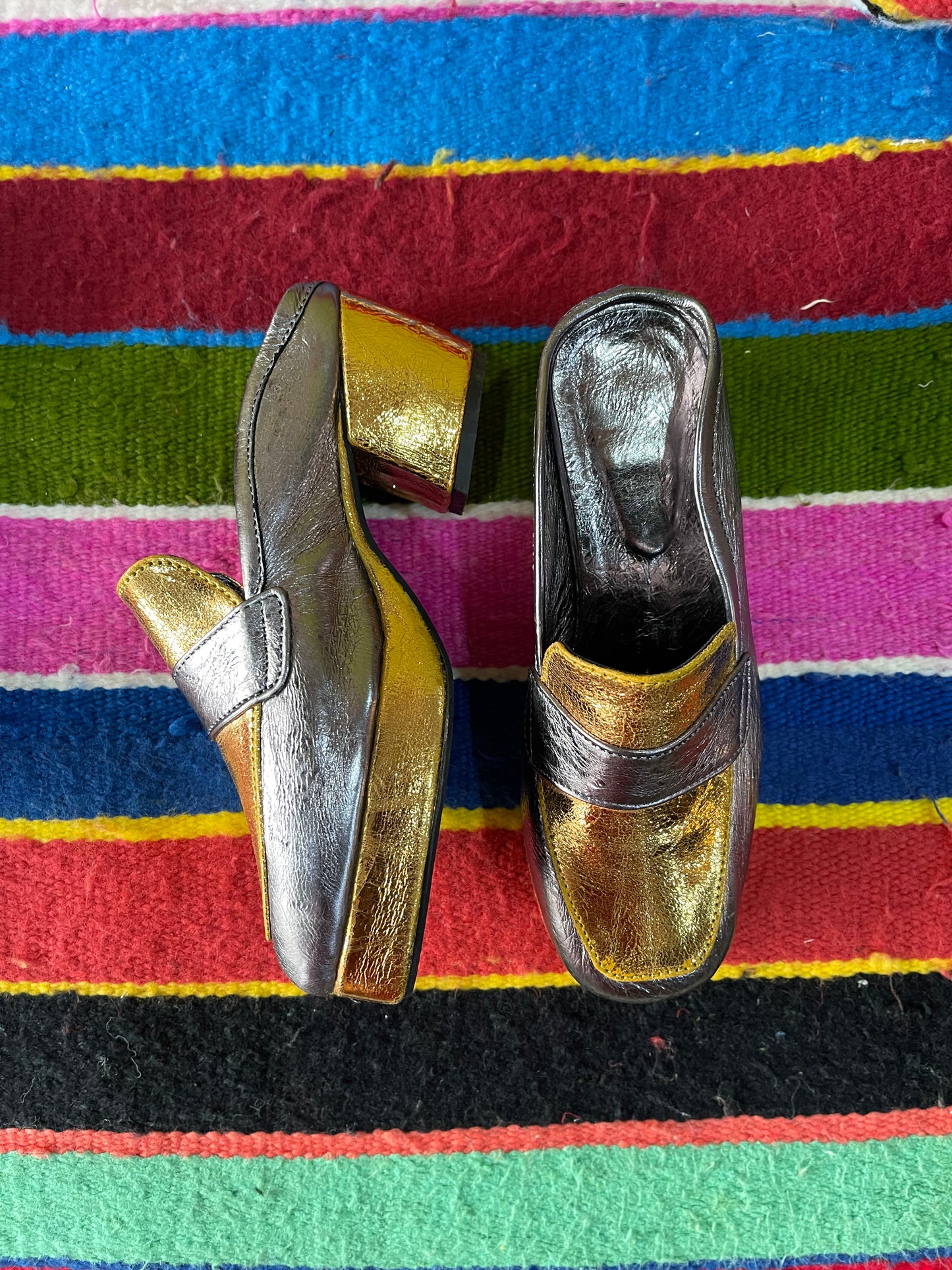 Brooklyn Metallic Leather Mules